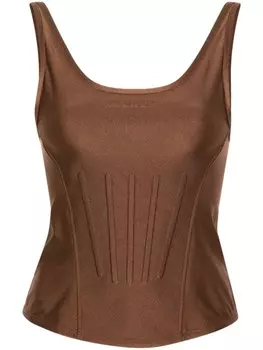 Mugler топ-корсет с тисненым логотипом, коричневый