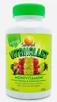 Мультивитамины Sana-Sol Vitanallet Omena & Pryn для детей, 120 капсул