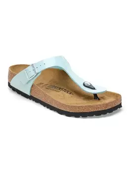 Мюли Birkenstock Pantolette Gizeh Birko-Flor Lack, цвет Patent Surf Green