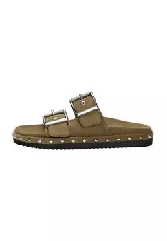 Мюли FLAT PULL&BEAR, хаки