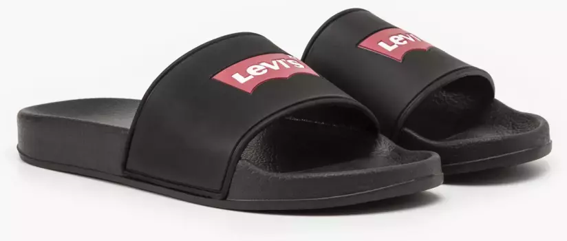 Мюли Levi's "JUNE BATWING VB S", летняя обувь, тапочки с надписью-логотипом, удобная форма, черный