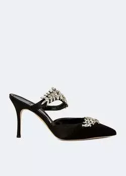 Мюли MANOLO BLAHNIK Lurum satin mules, черный