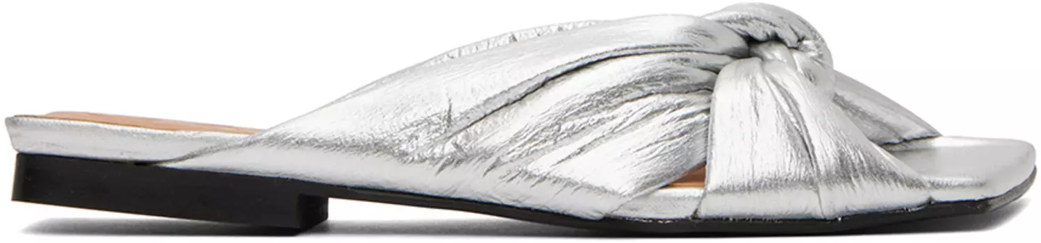Мюли с мягким узлом GANNI, Silver