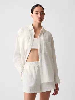 Муслиновая рубашка оверсайз Gap, белый