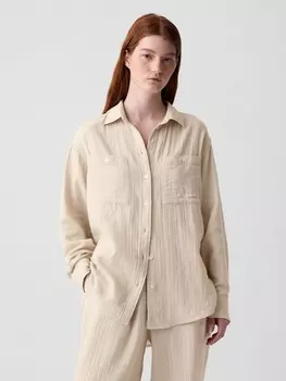 Муслиновая рубашка оверсайз Gap, бежевый