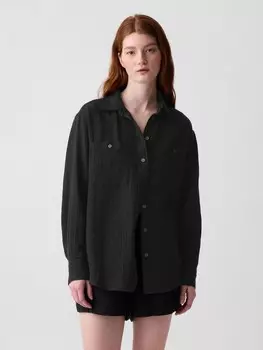 Муслиновая рубашка оверсайз Gap, черный
