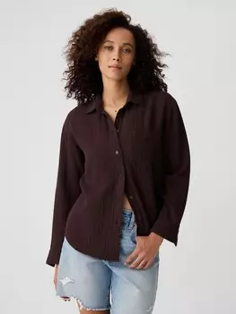 Муслиновая рубашка оверсайз Gap, фиолетовый
