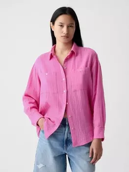Муслиновая рубашка оверсайз Gap, розовый