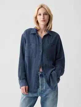Муслиновая рубашка оверсайз Gap, синий
