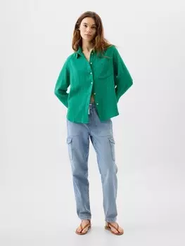 Муслиновая рубашка оверсайз Gap, зеленый
