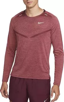 Мужская беговая рубашка с длинными рукавами Nike Dri-FIT ADV Techknit, бордовый