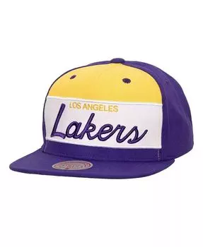 Мужская белая, фиолетовая спортивная кепка Snapback Los Angeles Lakers в стиле ретро с цветными блоками Mitchell & Ness, белый