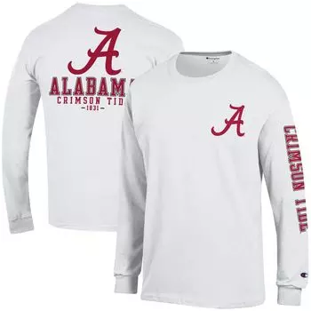 Мужская белая футболка с длинным рукавом Alabama Crimson Tide Team Stack 3-Hit Champion