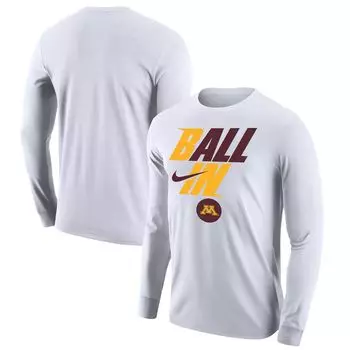 Мужская белая футболка с длинным рукавом Minnesota Golden Gophers Legend Bench Nike