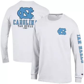 Мужская белая футболка с длинным рукавом North Carolina Tar Heels Team Stack Champion