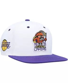 Мужская бело-фиолетовая двухцветная бейсболка Los Angeles Lakers Kurt Rambis Snapback Mitchell & Ness