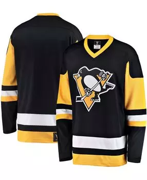 Мужская черная футболка pittsburgh penguins premier breakaway heritage blank Fanatics, черный