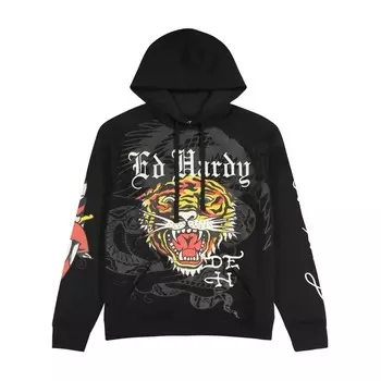 Мужская черная худи Tiger Dagger Ed Hardy, черный