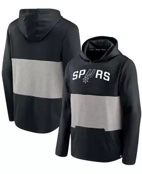 Мужская черная и серая толстовка с капюшоном san antonio spurs linear logo с цветными блоками tri-blend Fanatics, мульти
