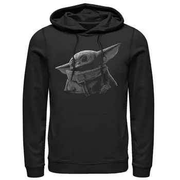 Мужская черная и серая толстовка с портретом The Mandalorian The Child Star Wars