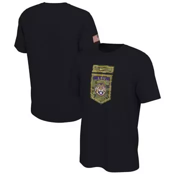 Мужская черная камуфляжная футболка LSU Tigers Veterans Nike