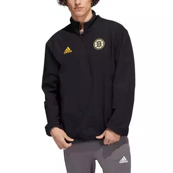 Мужская черная куртка Boston Bruins с молнией на четверть adidas