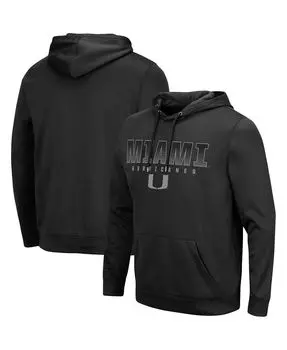 Мужская черная толстовка с капюшоном miami hurricanes blackout 3.0 pullover Colosseum, черный