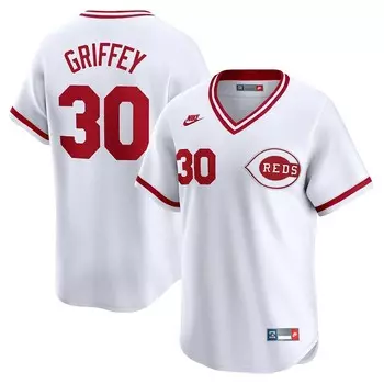 Мужская джерси Nike Ken Griffey White Cincinnati Reds Throwback Cooperstown Limited, цвет Red White