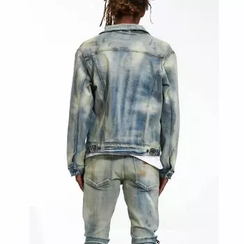 Мужская джинсовая куртка Bering синего песочного цвета Crysp Denim