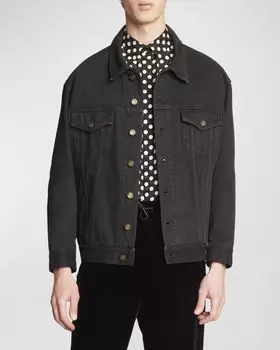 Мужская джинсовая куртка в форме яйца Saint Laurent, цвет White-Blac