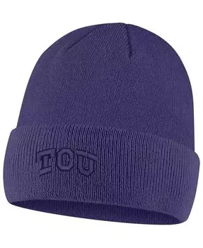 Мужская фиолетовая вязаная шапка с манжетами в тон TCU Horned Frogs Nike, фиолетовый
