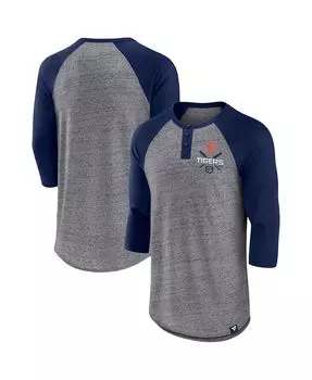 Мужская фирменная футболка с мелким серым, темно-синим detroit tigers iconic above heat в крапинку реглан henley с рукавом 3/4 Fanatics, мульти