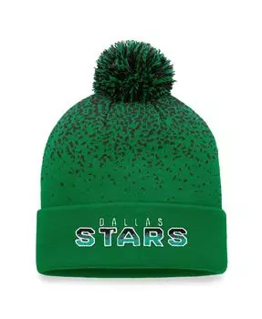 Мужская фирменная вязаная шапка Kelly Green Dallas Stars Iconic с градиентными манжетами и помпоном Fanatics