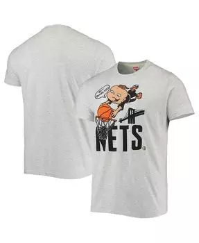 Мужская футболка Ash Brooklyn Nets NBA x Rugrats Tri-Blend Homage, серый