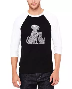 Мужская футболка бейсбол реглан word art dogs and cats LA Pop Art, мульти