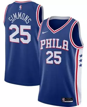 Мужская футболка ben simmons royal philadelphia 76ers 2020/21 swingman — icon edition Nike