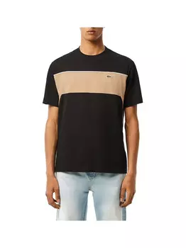 Мужская футболка чёрная/бежевая Lacoste