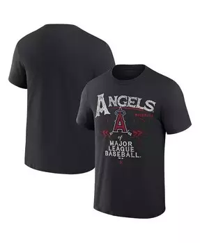 Мужская футболка Darius Rucker Collection by Black с эффектом потертости Los Angeles Angels Beach Splatter Fanatics, черный