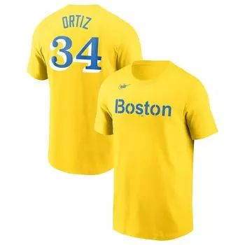 Мужская футболка David Ortiz Gold Boston Red Sox с именем и номером Nike
