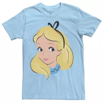 Мужская футболка Disney «Алиса в стране чудес Алиса» с большим лицом Licensed Character