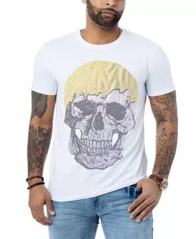 Мужская футболка drip skull со стразами X-Ray, белый
