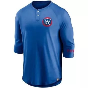 Мужская футболка Fanatics Royal Chicago Cubs Sport Resort Weathered Henley, потертая футболка реглан с рукавами 3/4