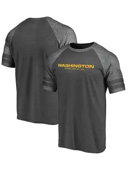Мужская футболка heather grey washington football team true classics tri-blend foundation block с регланами Fanatics, мульти