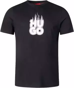 Мужская футболка Hugo Dalayer Square Logo с круглым вырезом, черная Hugo Boss