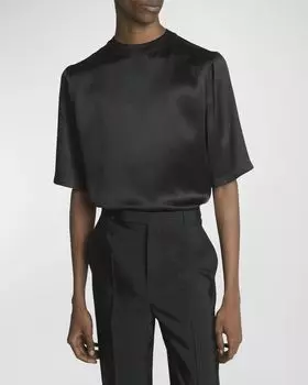 Мужская футболка из атласного крепа Saint Laurent, цвет Nero