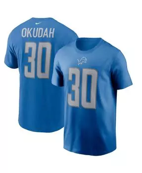 Мужская футболка jeff okudah blue detroit lions name number Nike, синий
