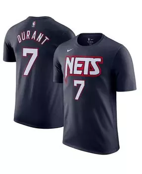 Мужская футболка kevin durant navy brooklyn nets 2021/22 city edition name number Nike, синий