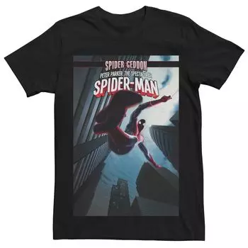 Мужская футболка Marvel's Spider-Geddon Spider-Man Leap Comic Cover Licensed Character