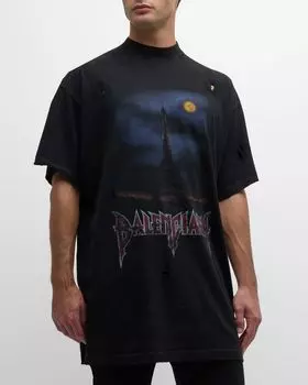 Мужская футболка оверсайз Paris Moon Balenciaga, цвет 1055 Washed Black