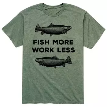 Мужская футболка «рыбка More Work Less» Licensed Character